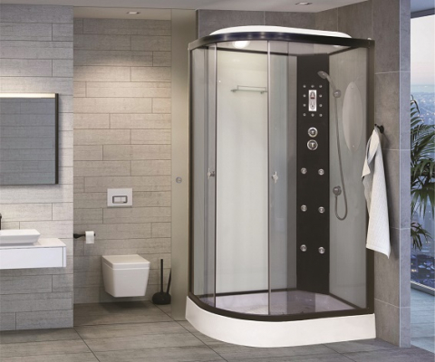 Душевая кабина Niagara Premium NG-1903-01L 120х80 с гидромассажем чёрный профиль тонированное стекло левая