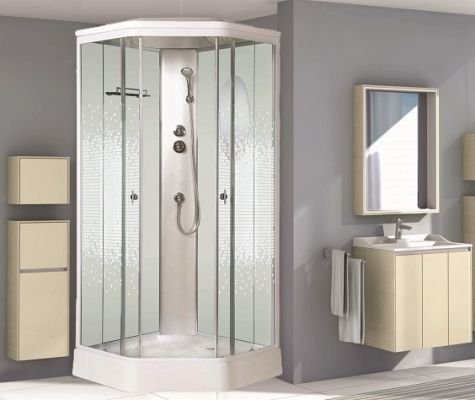 Душевая кабина Niagara Premium NG-2306-01 90х90 профиль белый стекло с рисунком мозаика