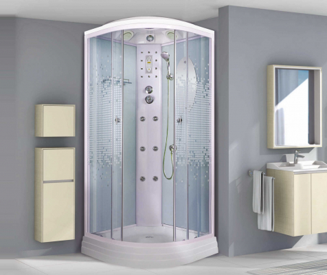 Душевая кабина Niagara Premium NG-3012-01 120х120 с гидромассажем профиль белый стекло с рисунком мозаика