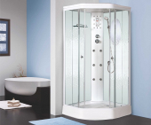 Душевая кабина Niagara Premium NG-306-01 90х90 с гидромассажем профиль белый стекло с рисунком мозаика
