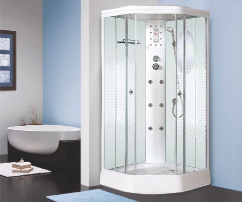 Душевая кабина Niagara Premium NG-306-01 90х90 с гидромассажем профиль белый стекло с рисунком мозаика