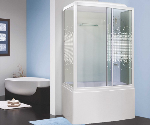 Душевая кабина Niagara Premium NG-307-01L 120х80 с гидромассажем профиль белый стекло с рисунком мозаика левая