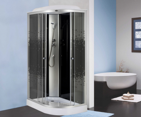 Душевая кабина Niagara Eco NG-4512-08L 120х80 профиль серебро стекло с рисунком мозаика левая