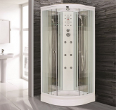 Душевая кабина Niagara Premium NG-7012-01 120х120 с гидромассажем профиль белый стекло с рисунком полоска