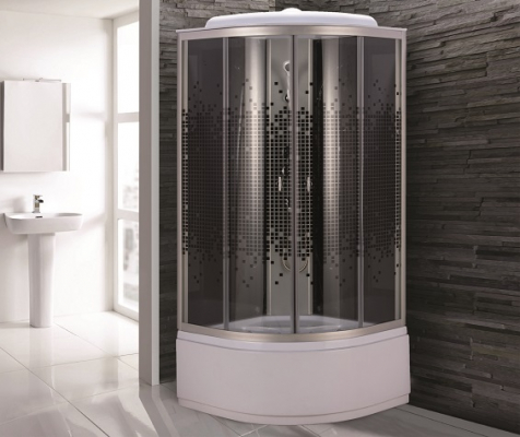 Душевая кабина Niagara Eco NG-7507-14 80х80 профиль серебро стекло с рисунком мозаика