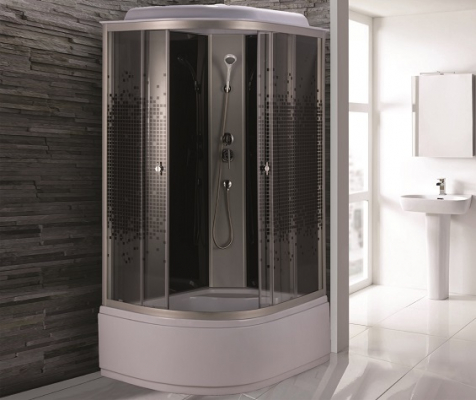Душевая кабина Niagara Eco NG-7510-14R 120х80 профиль серебро стекло с рисунком мозаика правая
