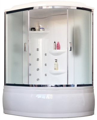 Душевая кабина Royal Bath RB140ALP-C-CH-L 140х95 с гидромассажем рифленое стекло левая
