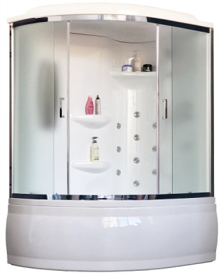 Душевая кабина Royal Bath RB140ALP-C-CH-R 140х95 с гидромассажем рифленое стекло правая